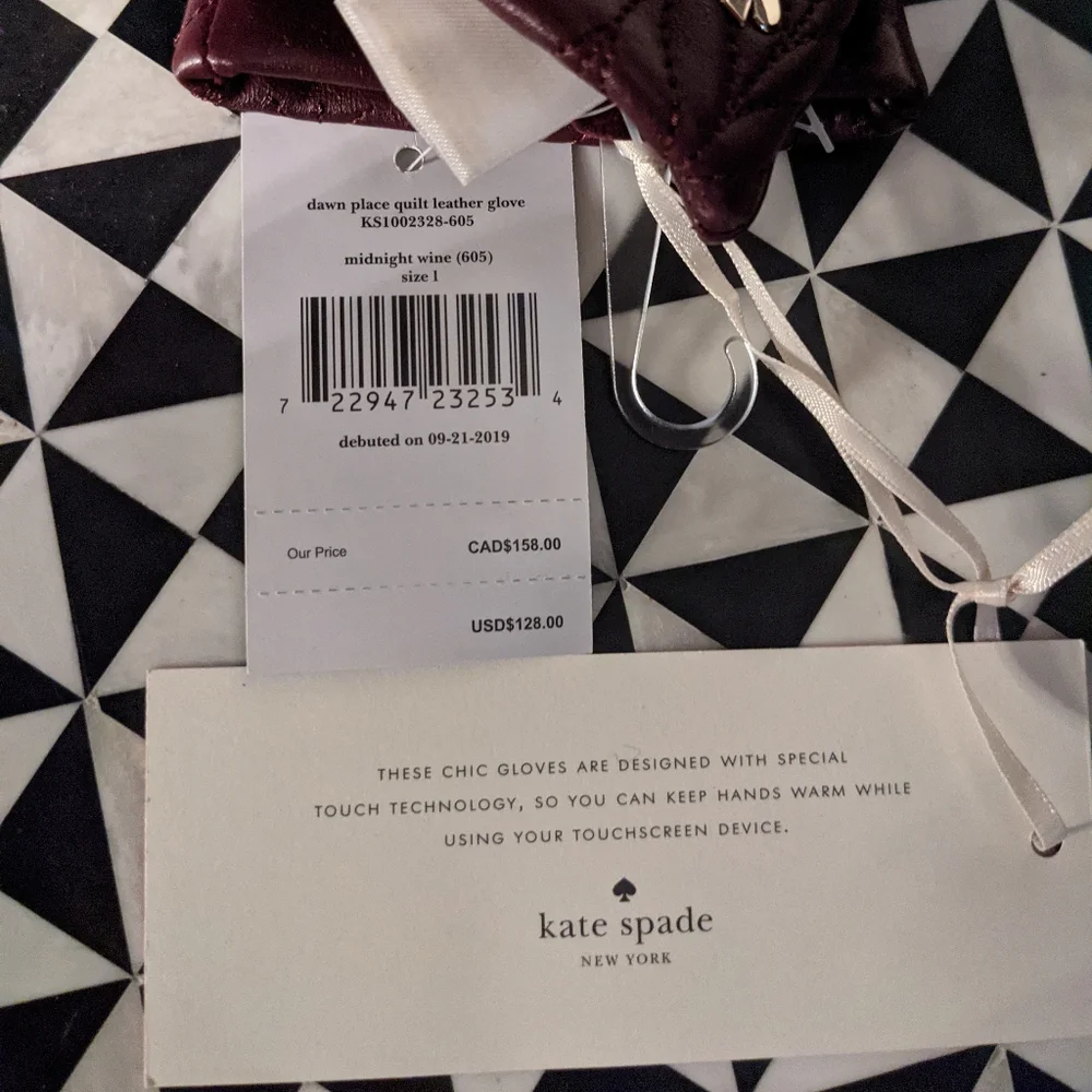 kate spade Quilted Leather Long Gloves in Burgundy